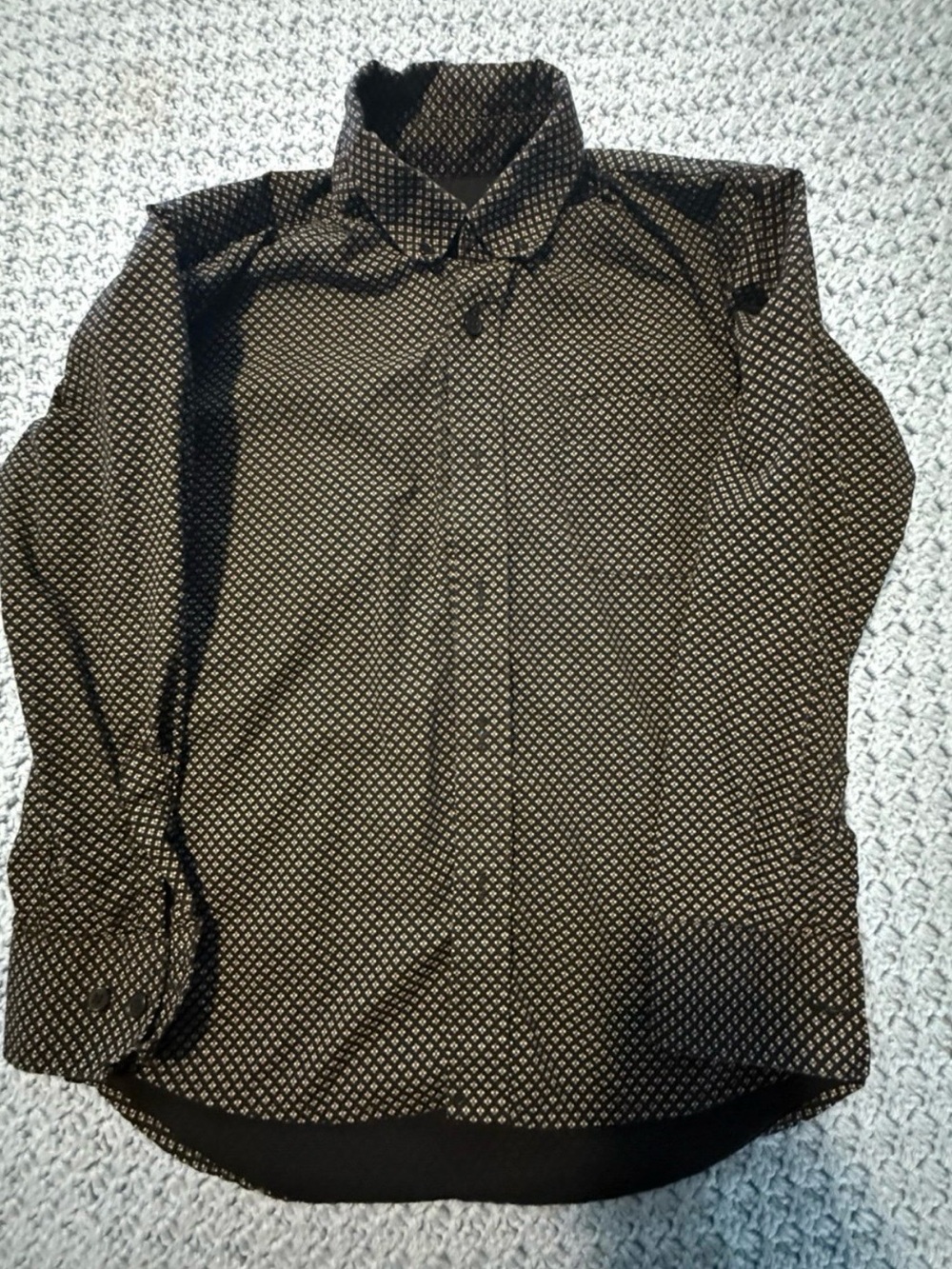 Youth Large Black Geometric Button-Down Shirt